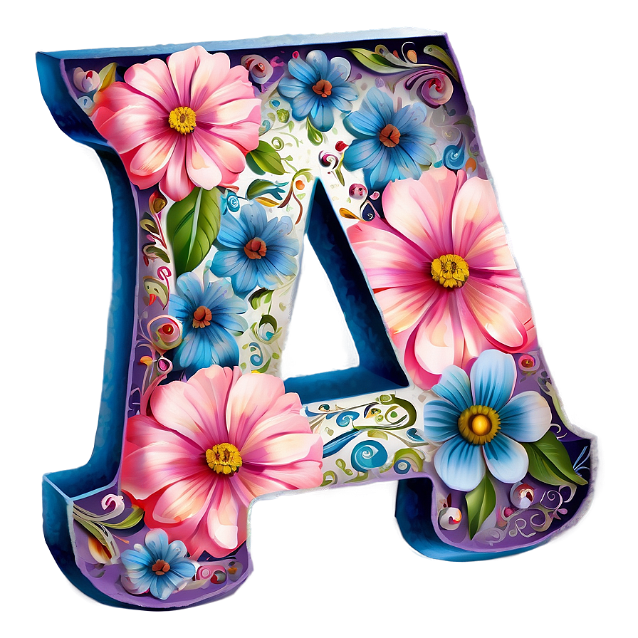 Floral Letter A Illustration Png Uva92 PNG Image