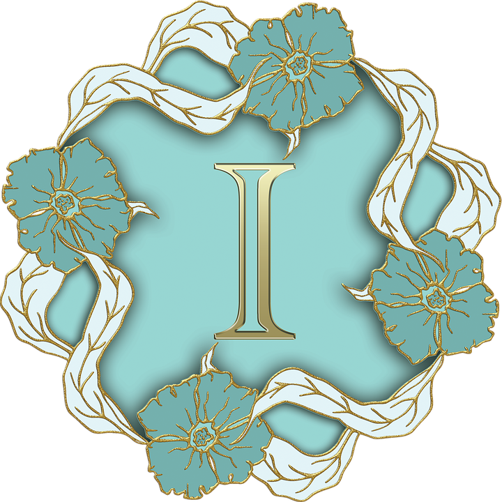 Floral Letter I Design PNG Image