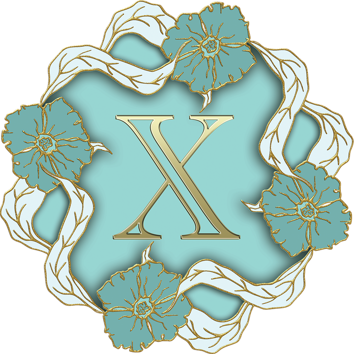 Floral Letter X Design PNG Image