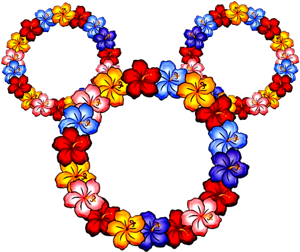 Floral Mickey Mouse Head Design.png PNG Image