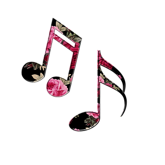 Floral Music Notes Design PNG Image