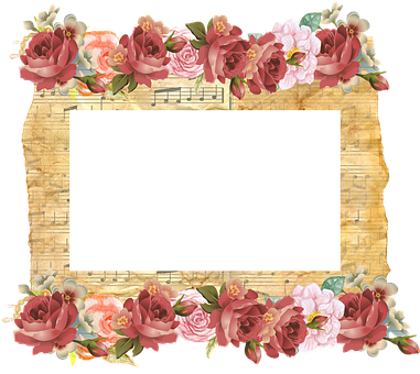 Floral Music Theme Frame PNG Image