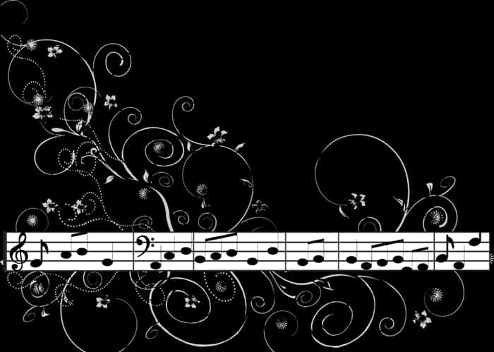 Floral_ Musical_ Notes_ Background PNG Image