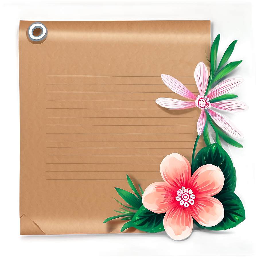 Floral Note Paper Png 06262024 PNG Image