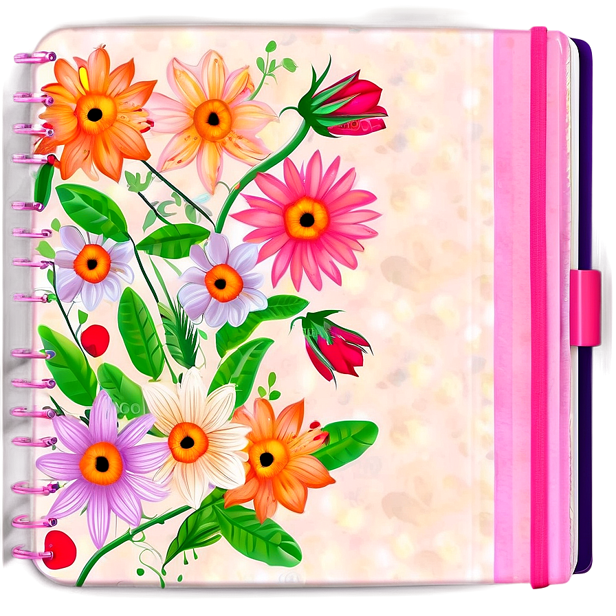 Floral Notebook Cover Png Lld37 PNG Image