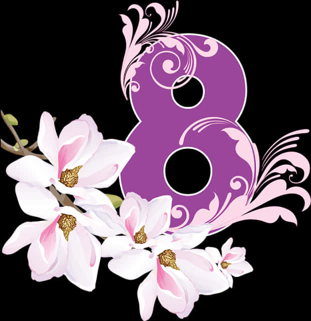 Floral_ Number_ Eight_ Graphic PNG Image