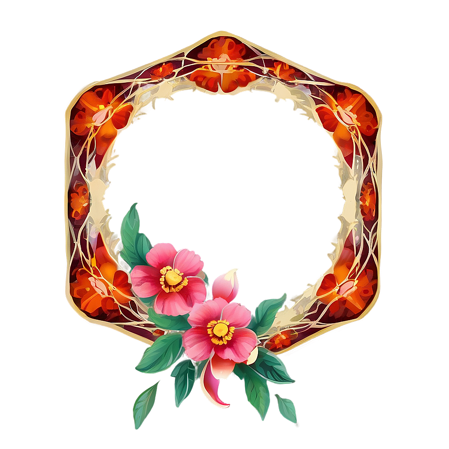 Floral Octagon Frame Png Ihc PNG Image