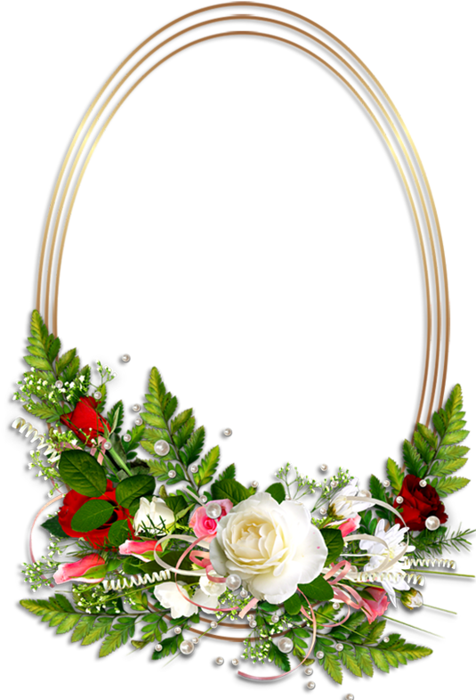 Floral Oval Frame Design PNG Image