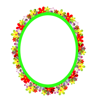 Floral Oval Frameon Black Background PNG Image