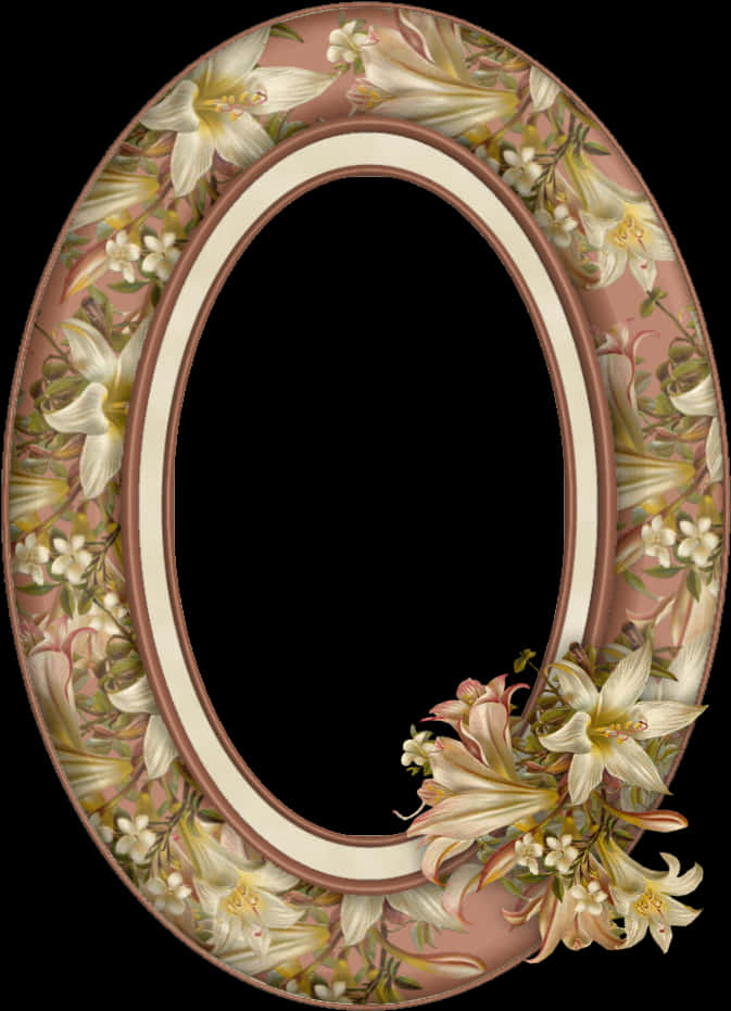 Floral Oval Photo Frame PNG Image