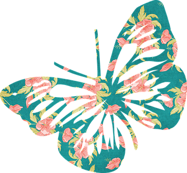 Floral Pattern Butterfly Art PNG Image