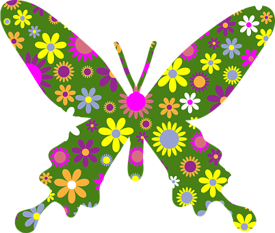 Floral Pattern Butterfly PNG Image