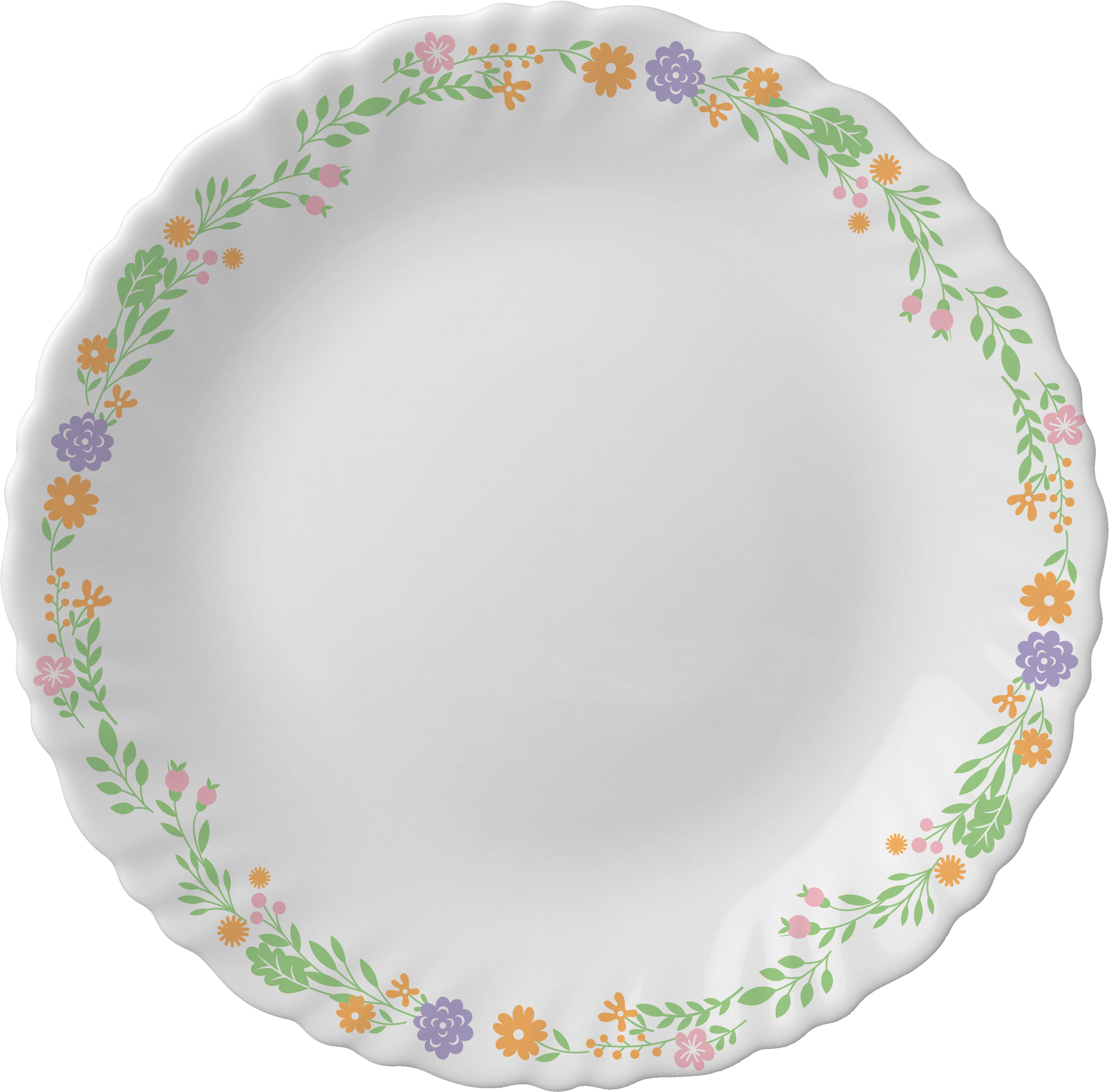 Floral Pattern Ceramic Plate PNG Image