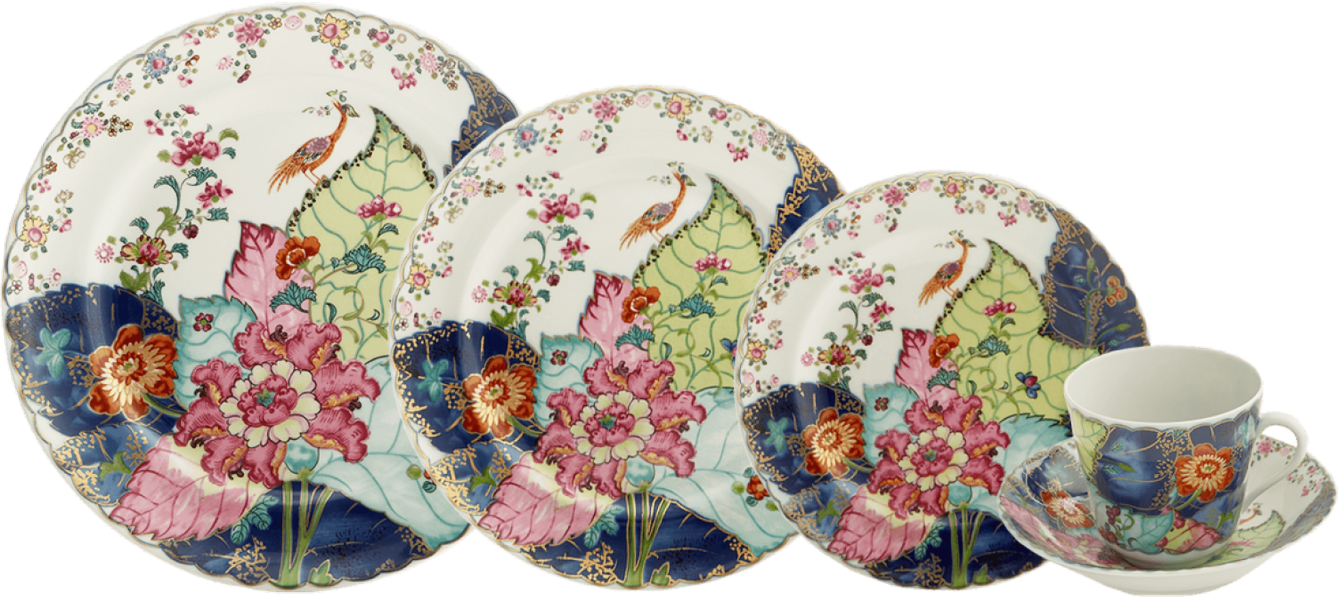 Floral Pattern Dinnerware Set PNG Image