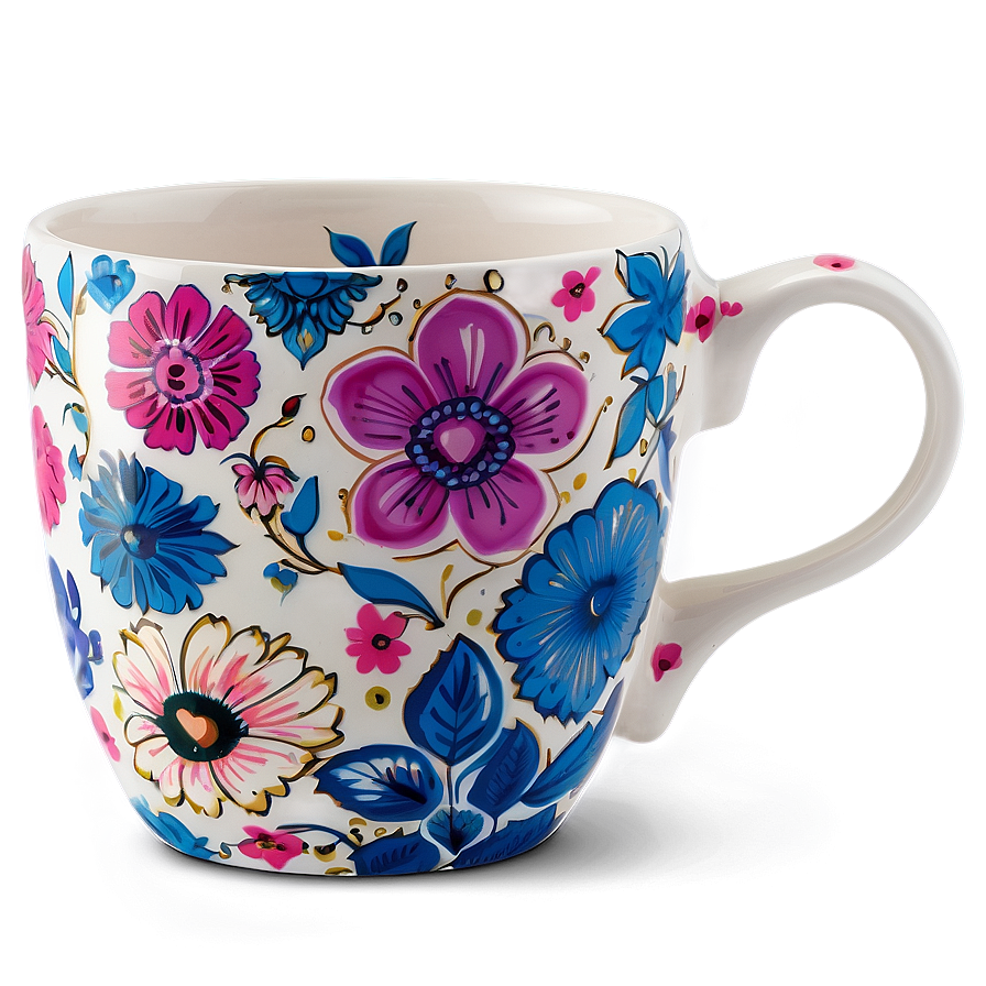 Floral Pattern Mug Png Qlp PNG Image