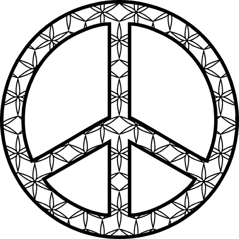 Floral Pattern Peace Symbol PNG Image