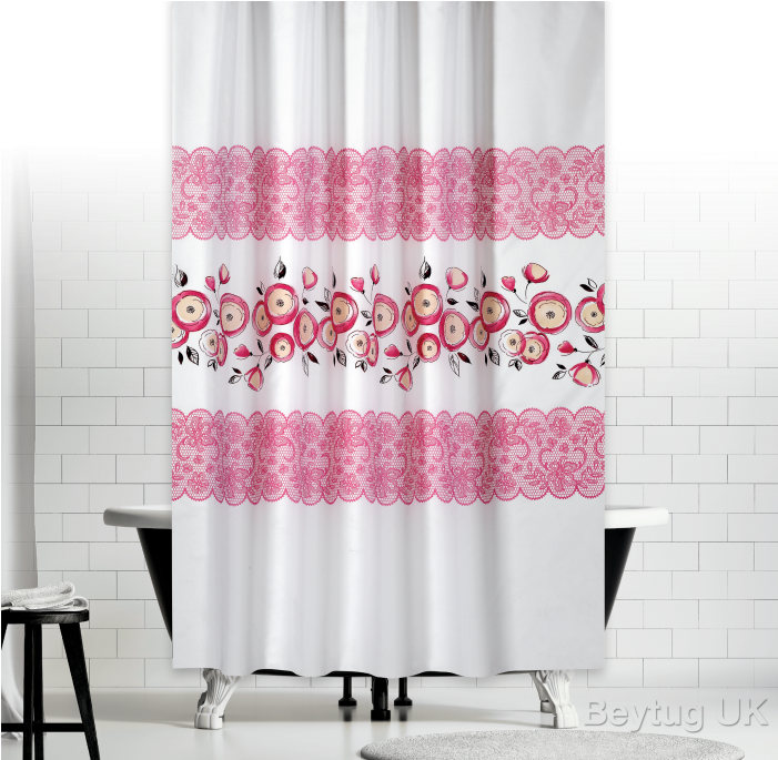 Floral Pattern Shower Curtain Design PNG Image