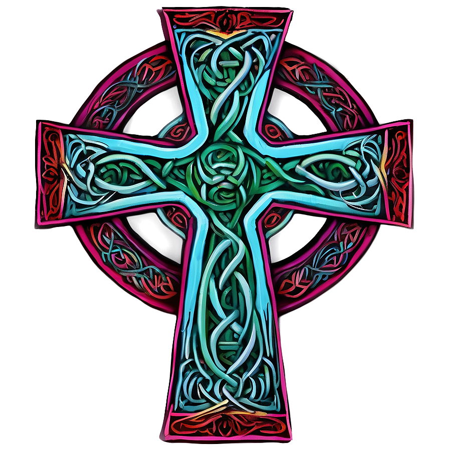 Floral Patterned Celtic Cross Png Kbi PNG Image