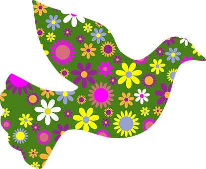 Floral Patterned Retro Dove PNG Image