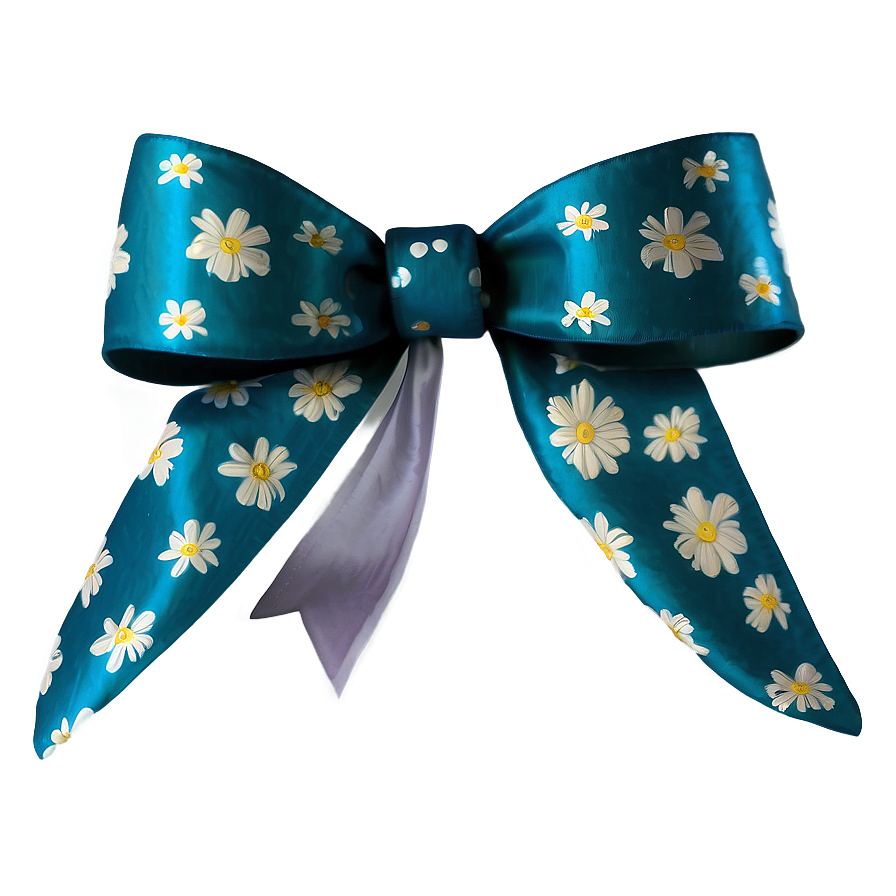 Floral Patterned Teal Ribbon Png Fcc61 PNG Image