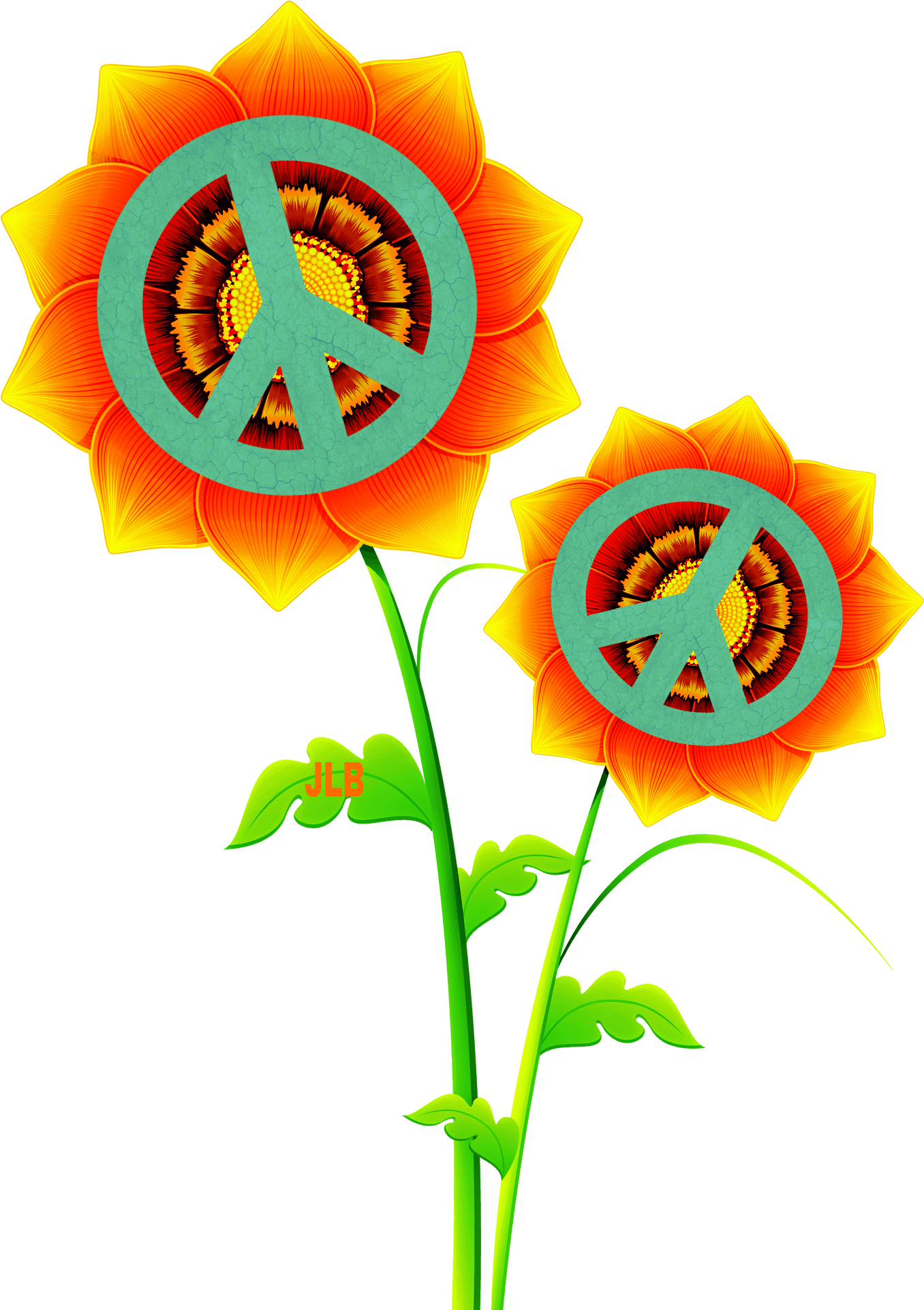 Floral Peace Symbol Artwork PNG Image