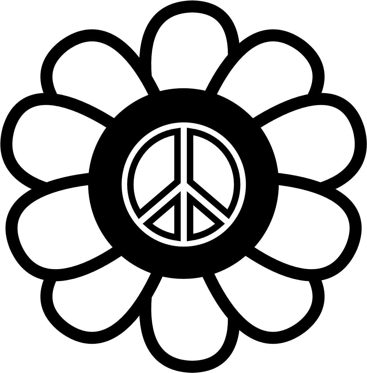 Floral Peace Symbol Graphic PNG Image