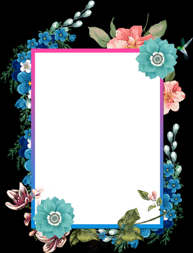 Floral Photo Frame Template PNG Image