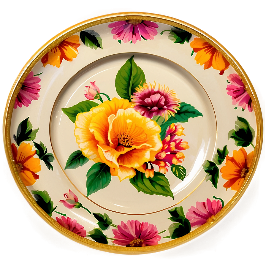 Floral Plates Design Png 70 PNG Image