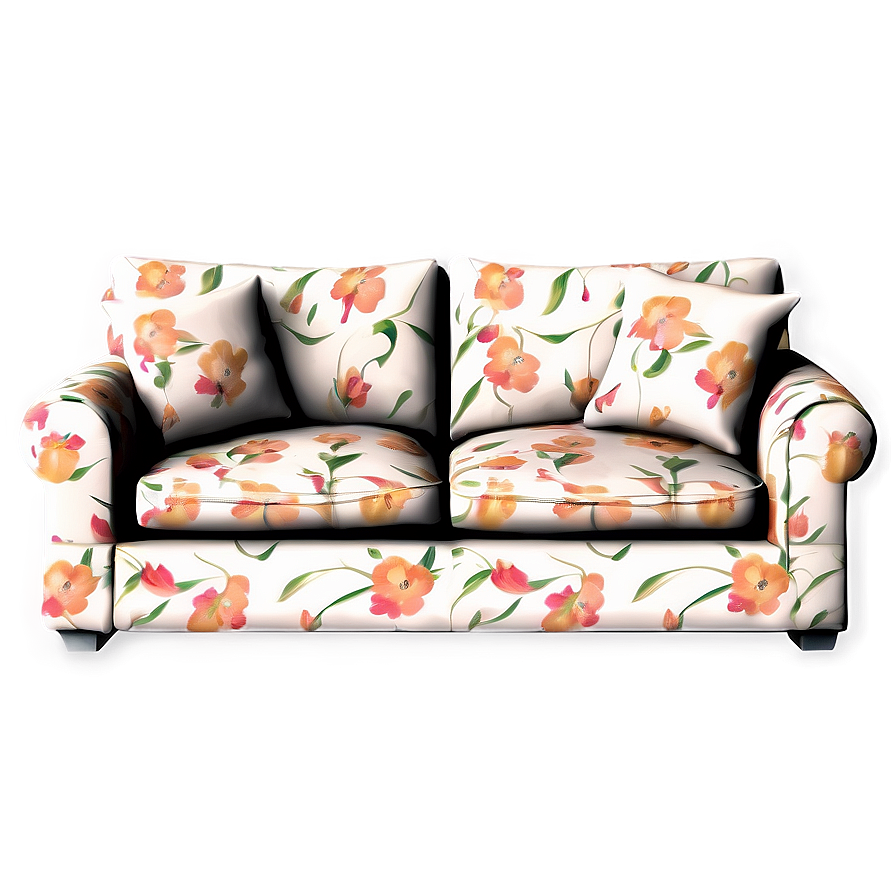 Floral Print Couch Png Ous PNG Image