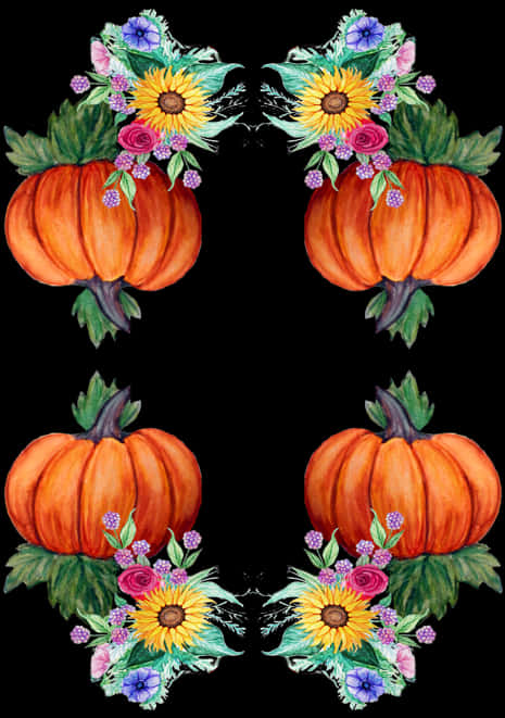 Floral Pumpkin Symmetry Artwork PNG Image