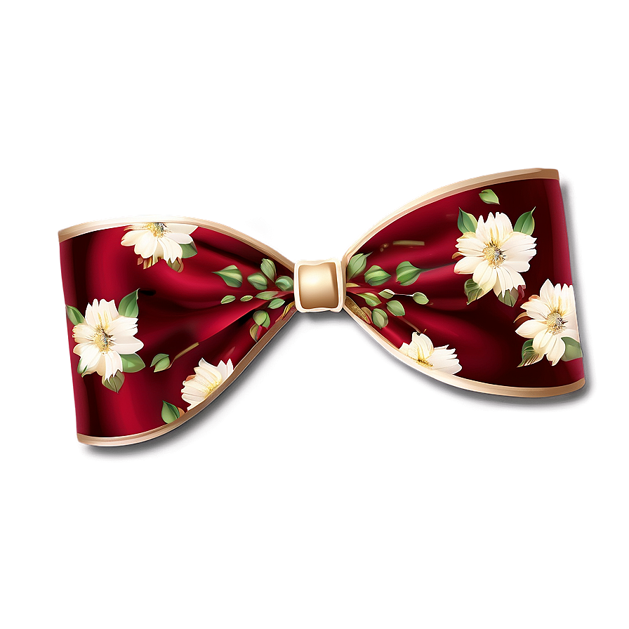 Floral Red Bow Png Pbw PNG Image