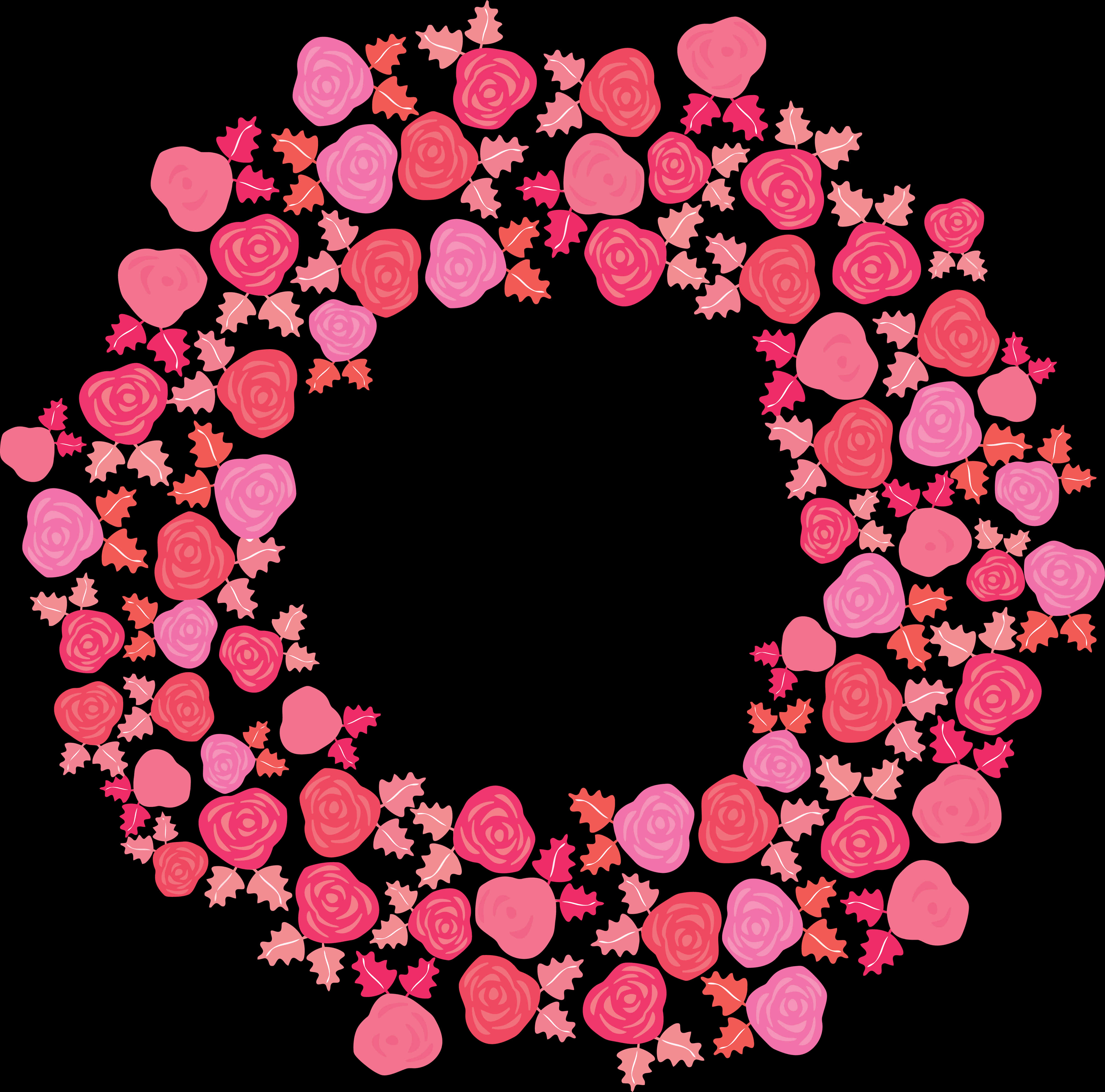 Floral Round Frame Design PNG Image