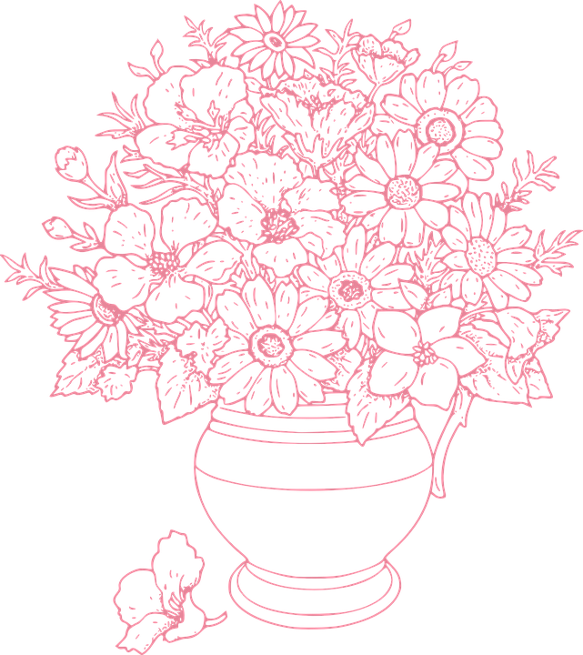 Floral Sketchin Vase PNG Image