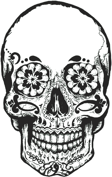 Floral Skull Tattoo Design PNG Image