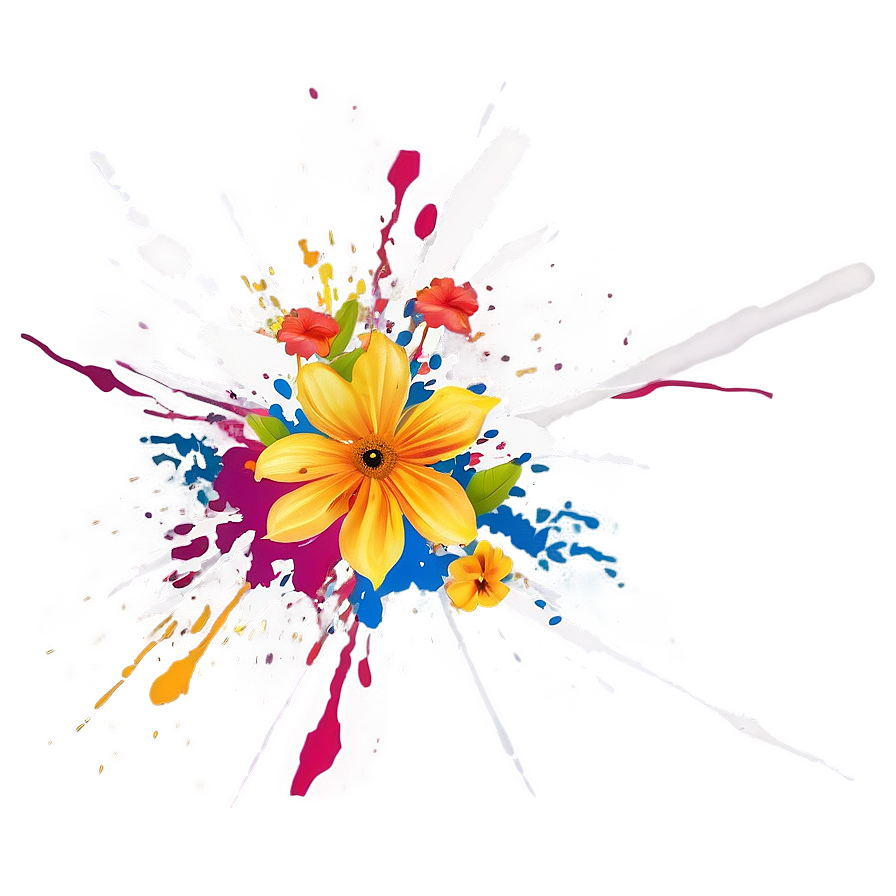 Floral Splatter Design Png Tro58 PNG Image