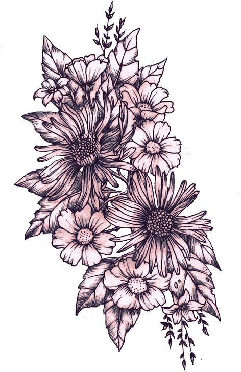 Floral Tattoo Design Illustration PNG Image