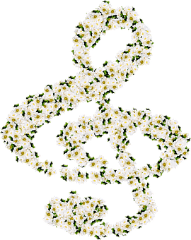 Floral Treble Clef Design PNG Image