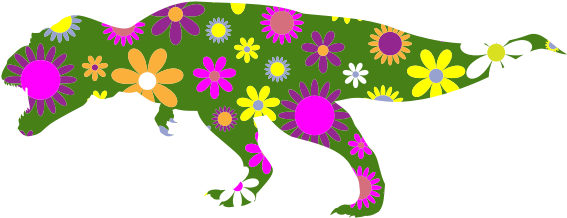 Floral Tyrannosaurus Rex Silhouette PNG Image