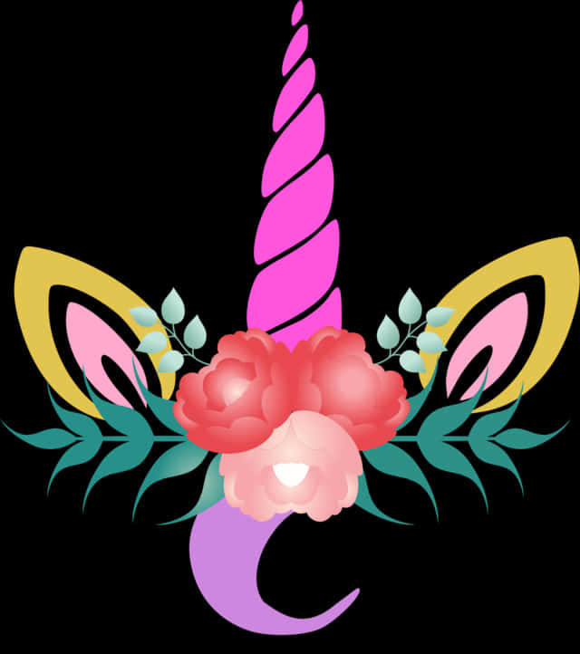 Floral Unicorn Graphic PNG Image