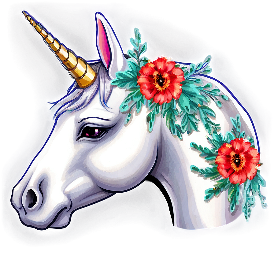 Floral Unicorn Png Rac PNG Image