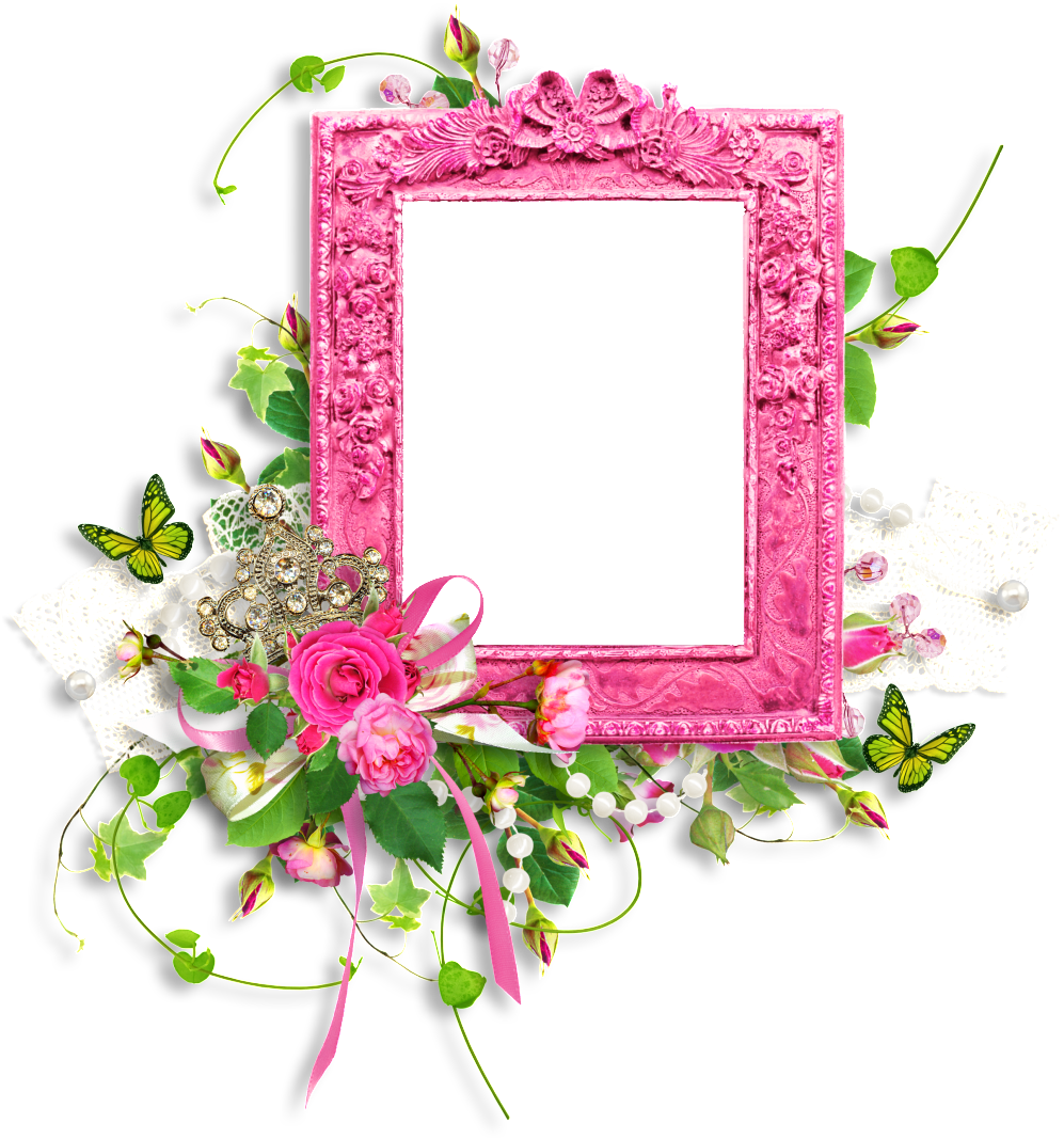 Floral Vintage Frame Design PNG Image