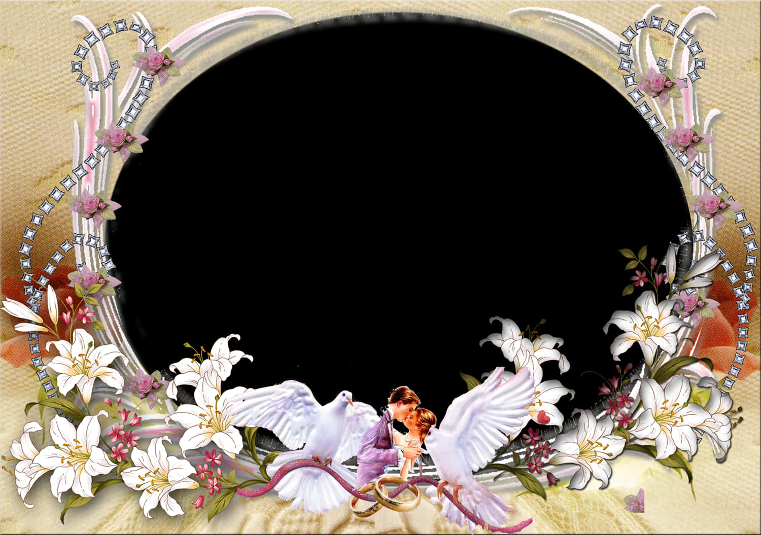 Floral_ Wedding_ Frame_ Background PNG Image