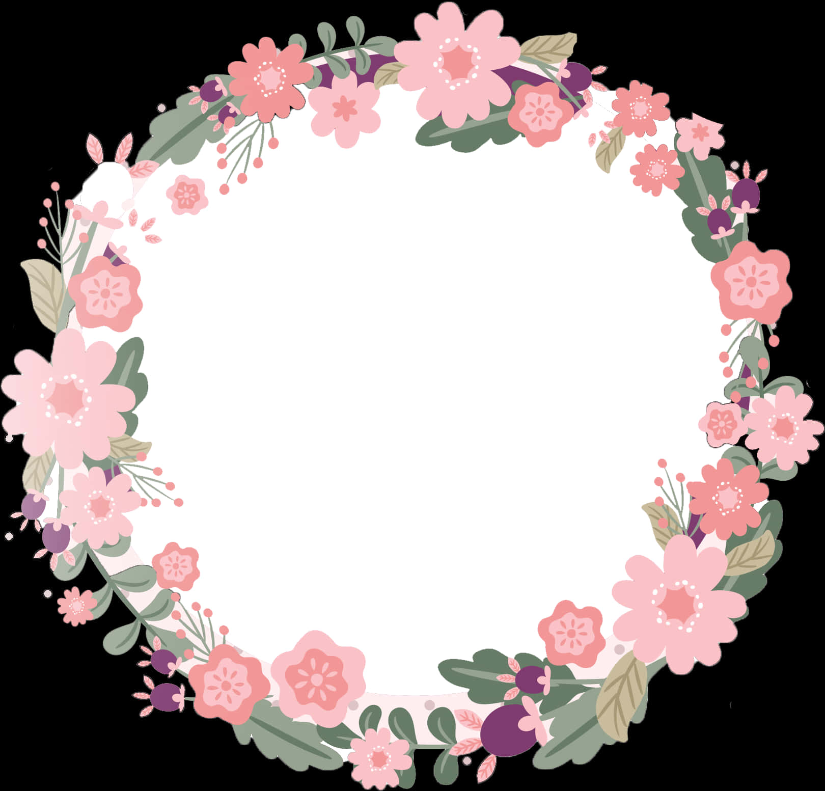 Floral Wedding Invitation Border Design PNG Image