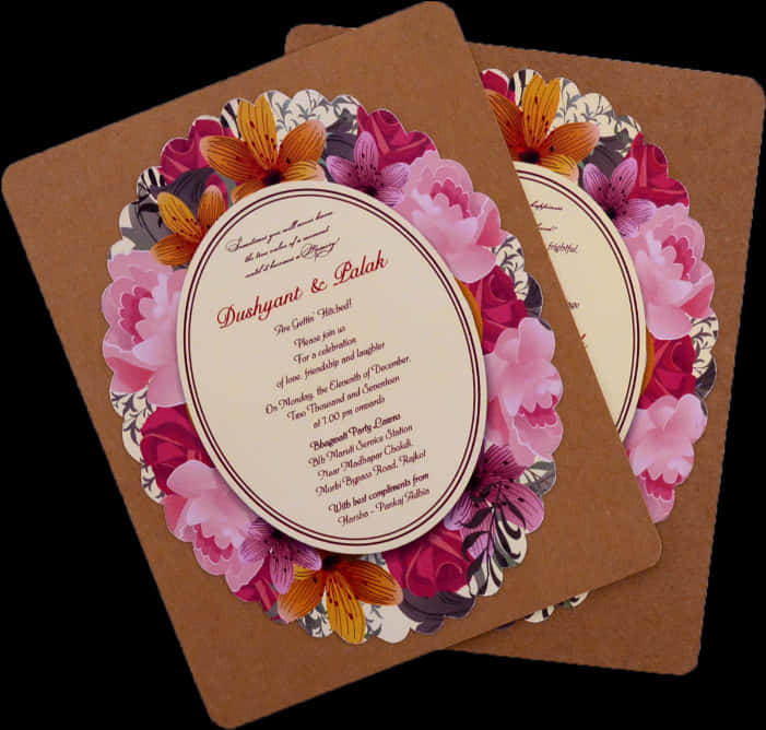 Floral Wedding Invitation Card Design PNG Image