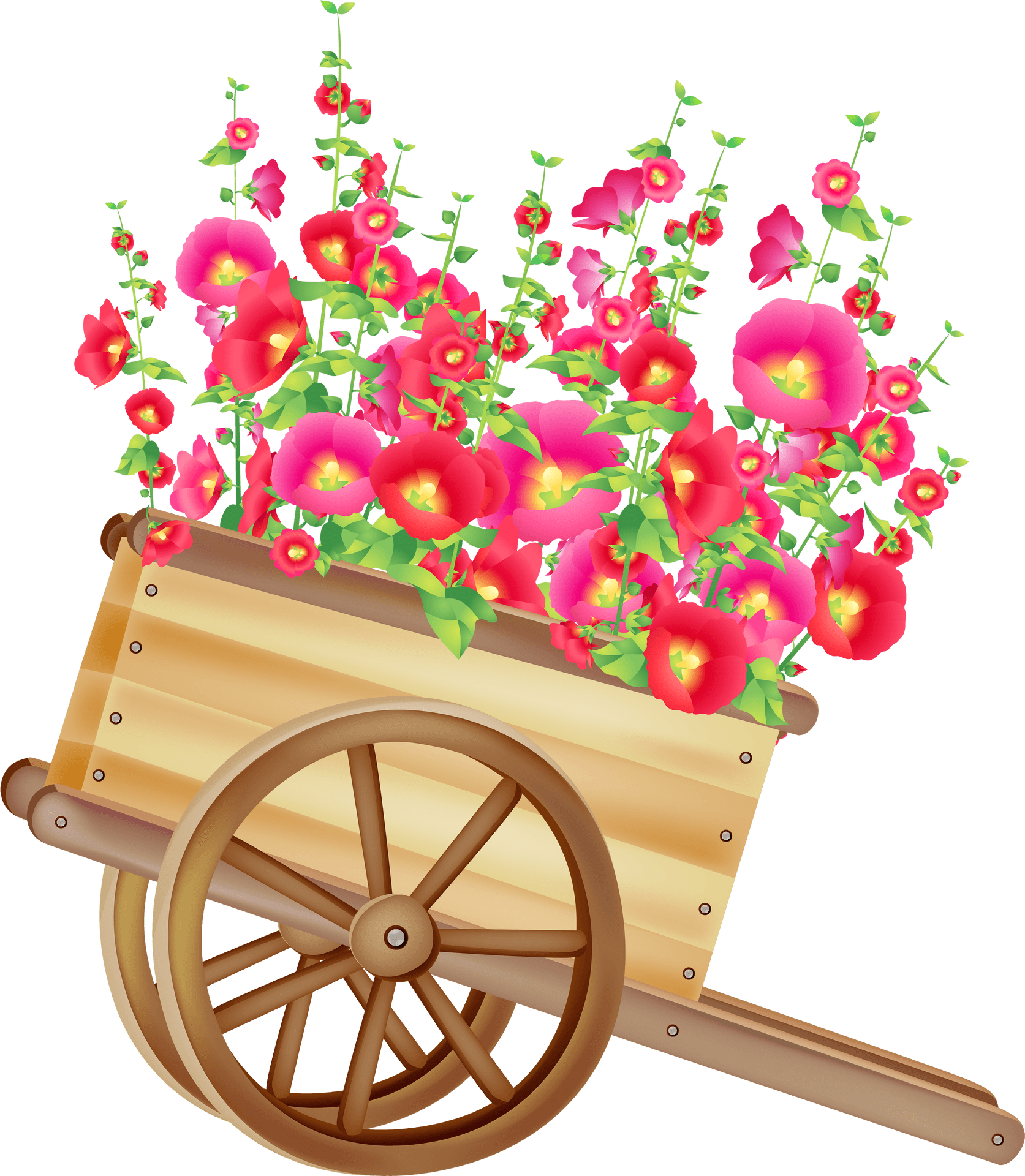 Floral Wheelbarrow Decoration.png PNG Image