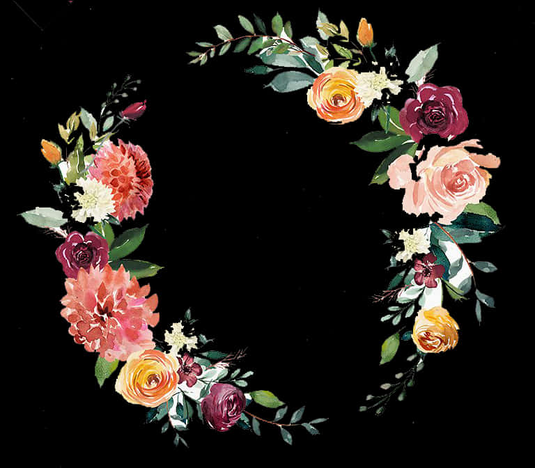 Floral Wreath Artwork PNG Image