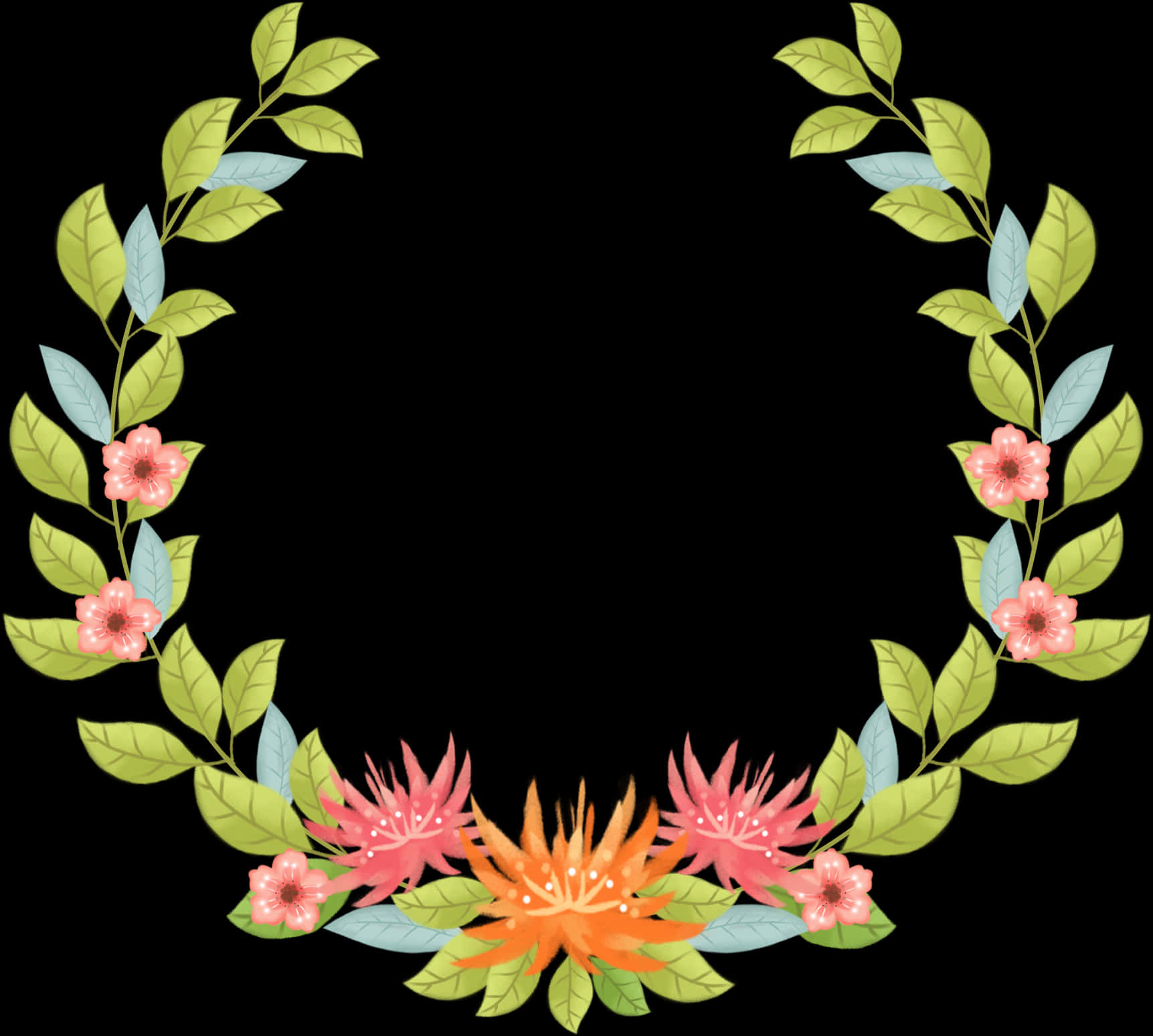 Floral_ Wreath_ Border_ Design PNG Image