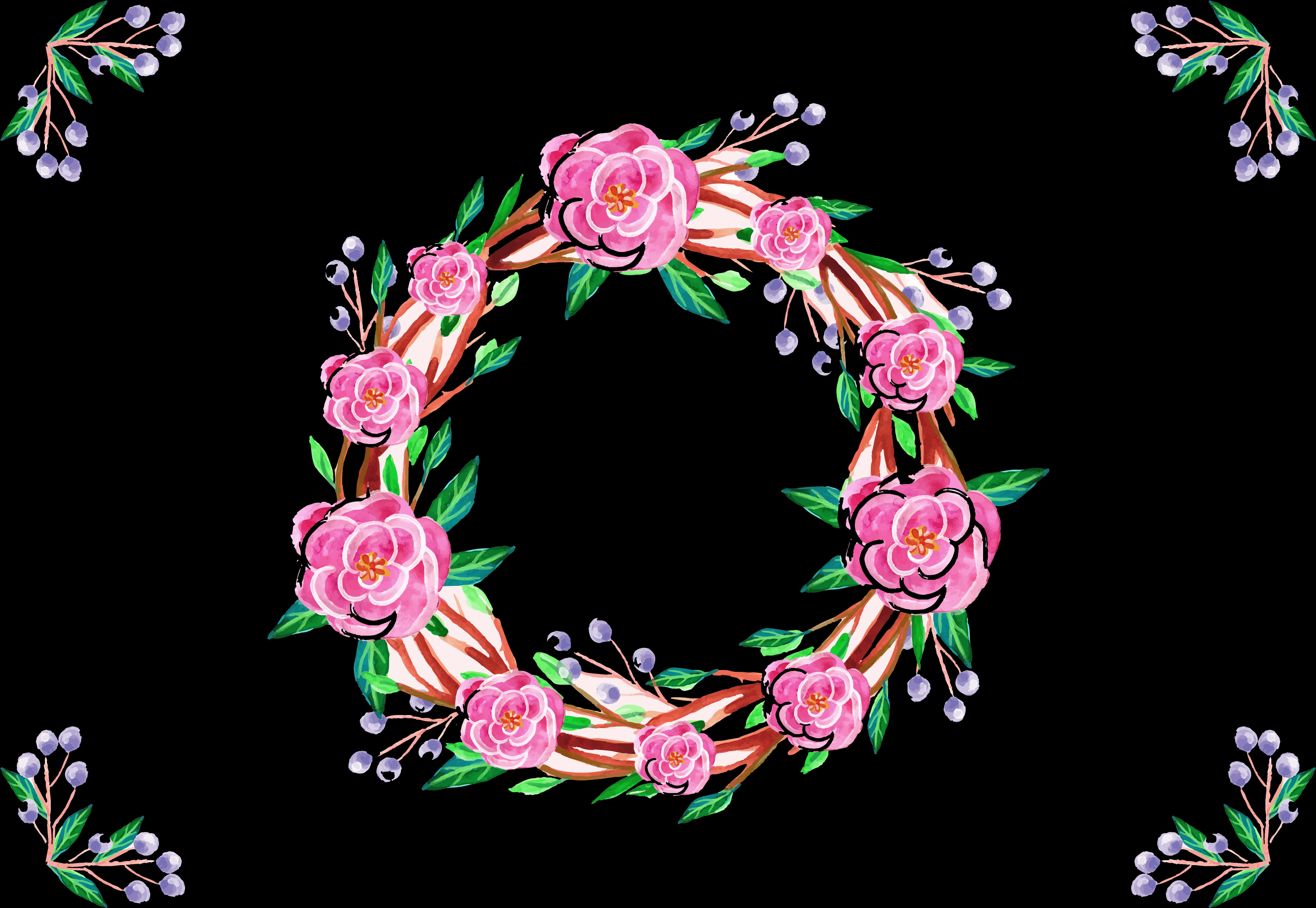 Floral_ Wreath_ Border_ Design PNG Image