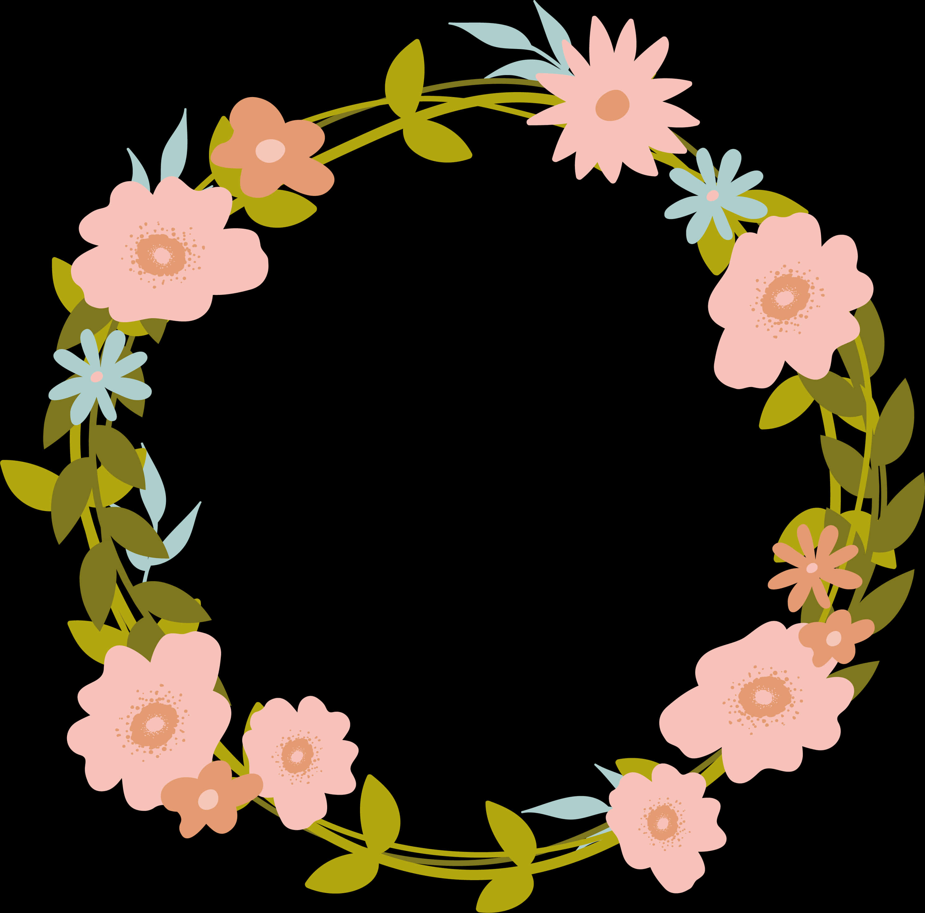 Floral Wreath Graphic Design PNG Image