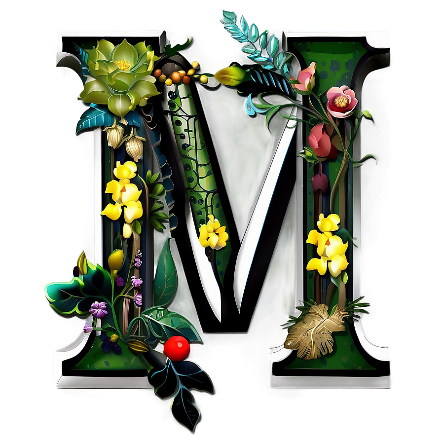 Floral Wreath Letter M Png Rhe65 PNG Image